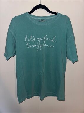 Comfort Colors Turquoise Graphic Tee with White Script